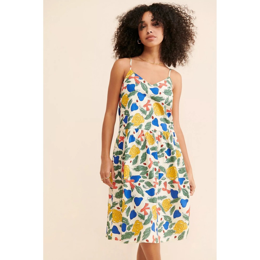 LF Markey Jed Midi Dress Multi color Floral Spaghetti Strap Size 4 Women‎
